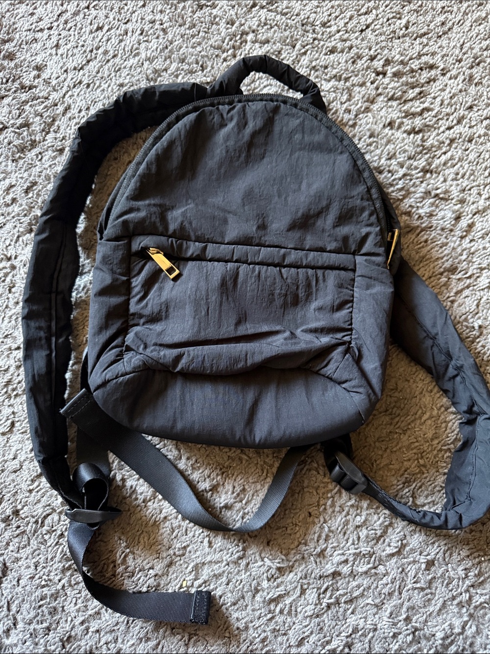 Black Quilted Casual Sling Backpack - Unbranded